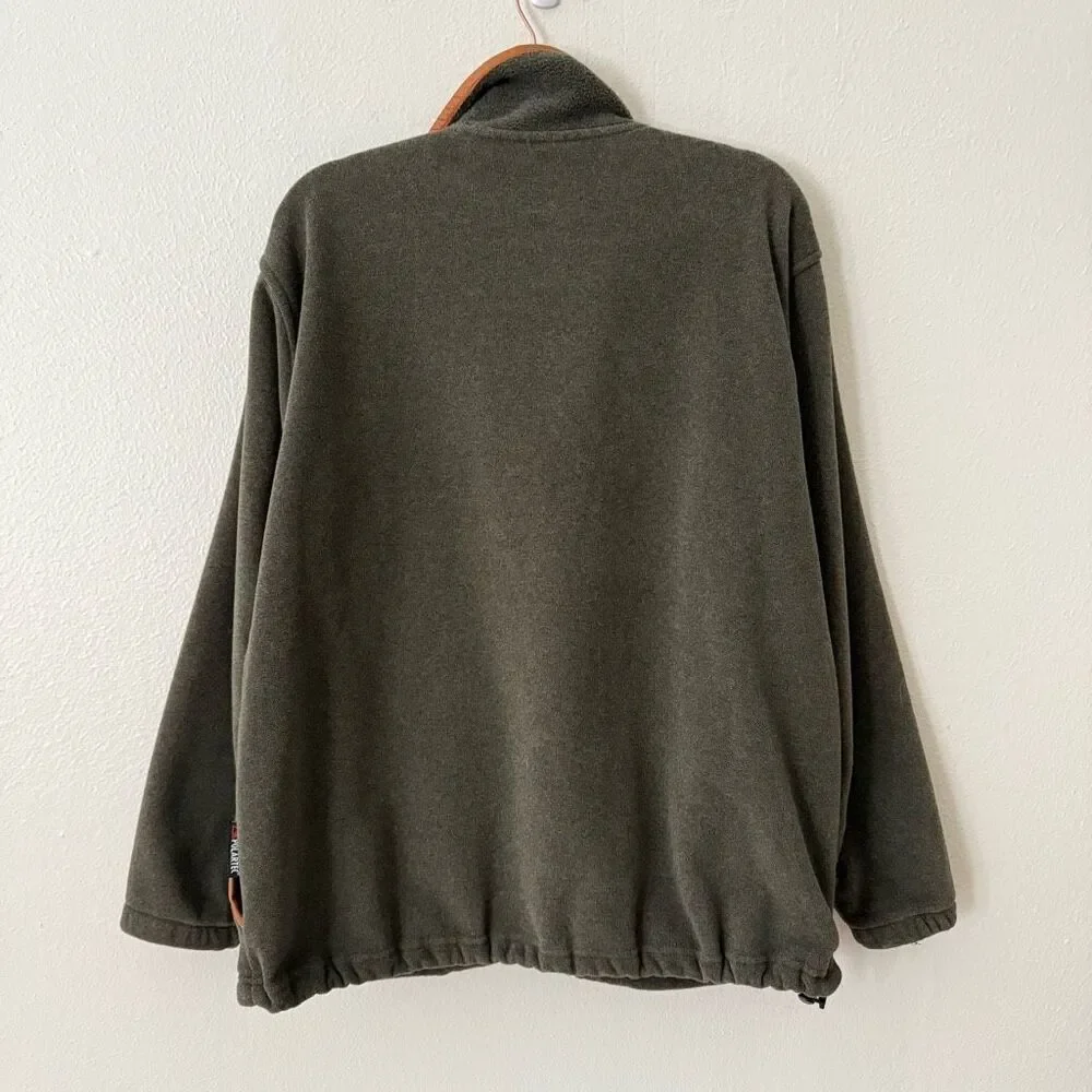 Vintage Orvis Men's Size Large Grey Pullover Soft Leather Trim Jacket Coat USA